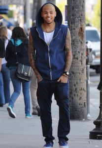 Chris Brown looking very happy after shopping at Supreme Store in Hollywood CA on Monday 050911